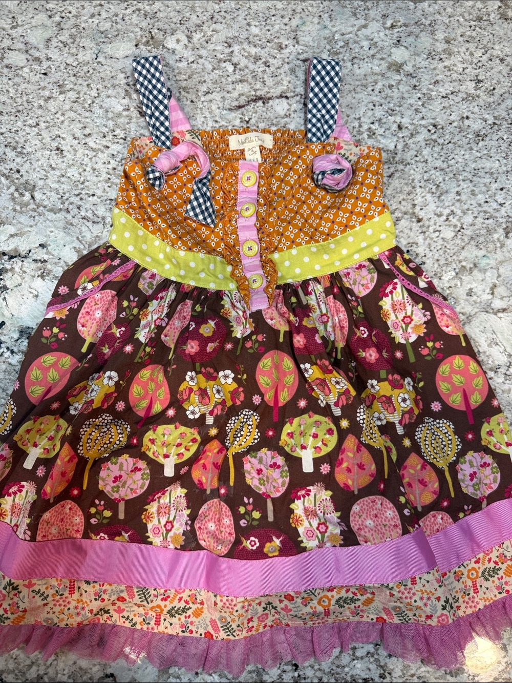 Matilda Jane Brown Pink Green Yellow Patterned Sundress